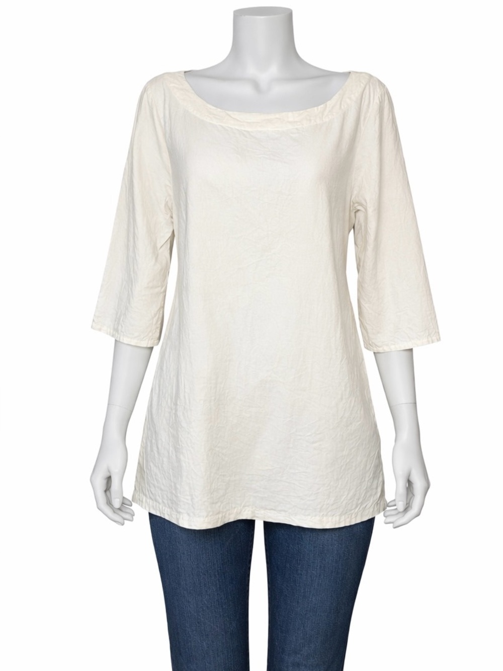 CP SHADES White Corduroy Boat Neck Tunic Dress/Top Size Small Made in USA